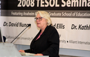 Anaheim University TESOL Professor Dr. Kathleen Bailey speaks at Cal State Fullerton