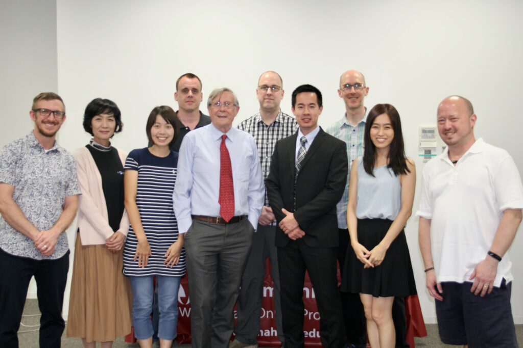 Dr. Rod Ellis (4th from left) with graduate TESOL students at TESOL residential session in Tokyo, Japan