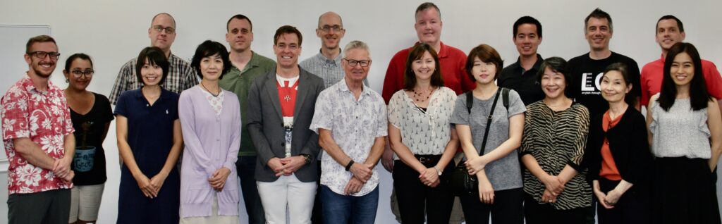 Anaheim University TESOL professors Dr. Hayo Reinders (front row 5th from left) and Dr. David Nunan (front row, 6th from left) with Ed.D. & MA TESOL students at residential session in Tokyo, Japan