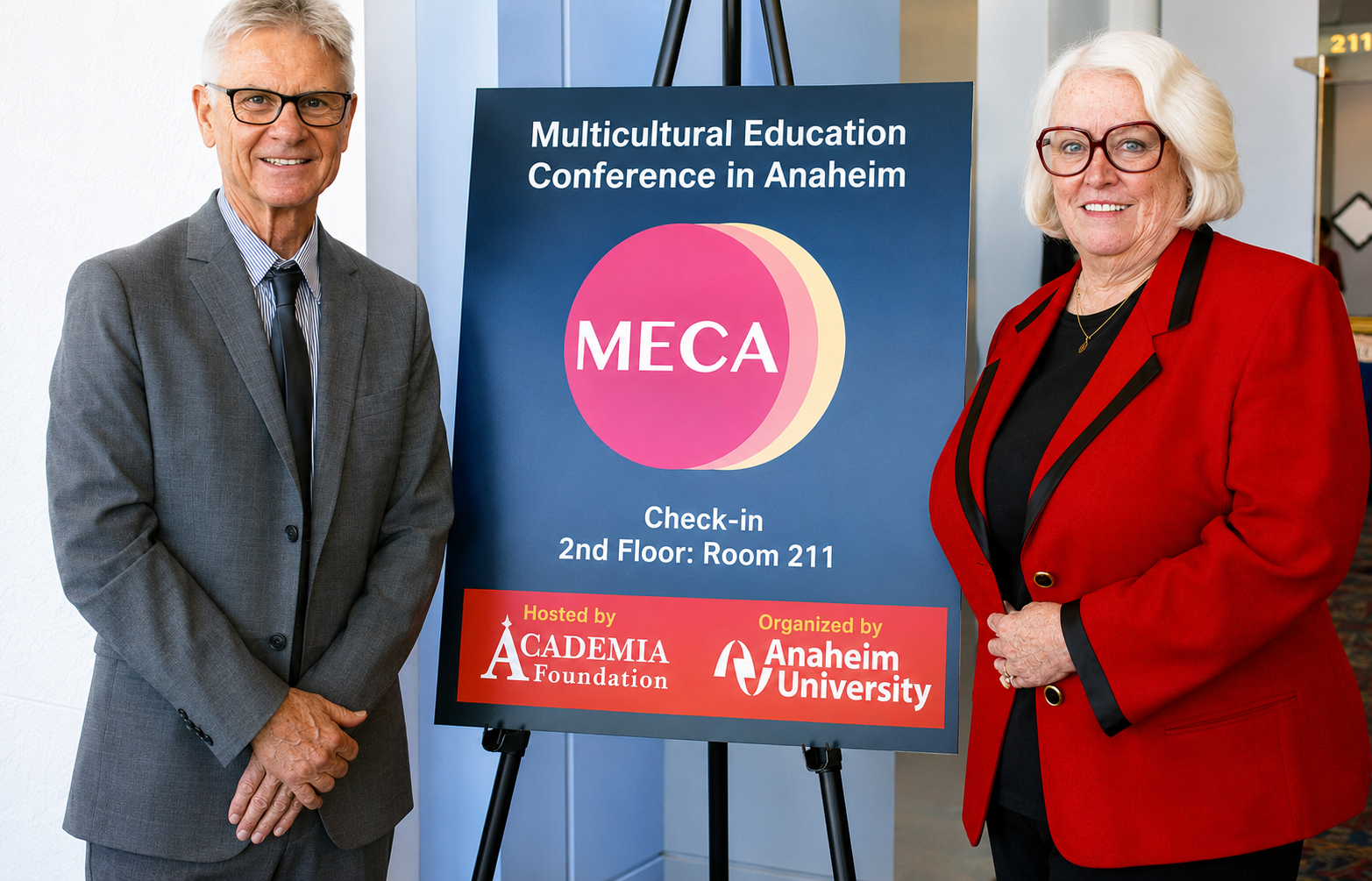 Anaheim University Senior TESOL Professor Dr. David Nunan with former Senior TESOL Professor Dr. Kathleen Bailey. Both are former presidents of the TESOL International Association.