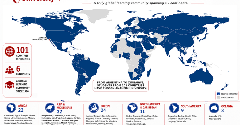 Anaheim University Celebrates Students from 101 Countries: A Truly Global Online University